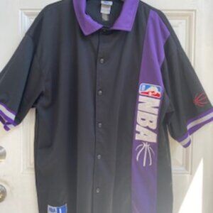 NBA Elevation Kings Shirt Purple & Black Sacramento Kings Button Up Polo Large